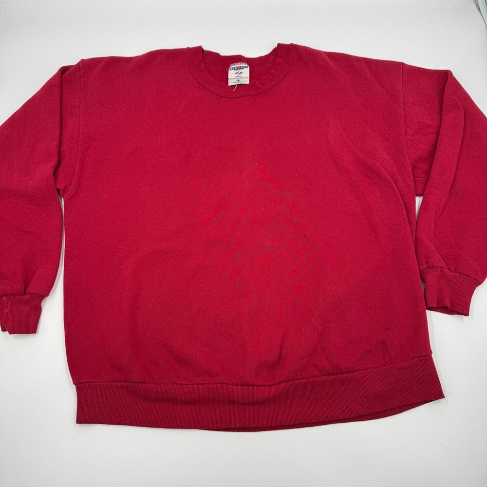 Vintage Jerzees NuBlend Red Crewneck Sweatshirt Made in USA Mens 2XL Blank 90s